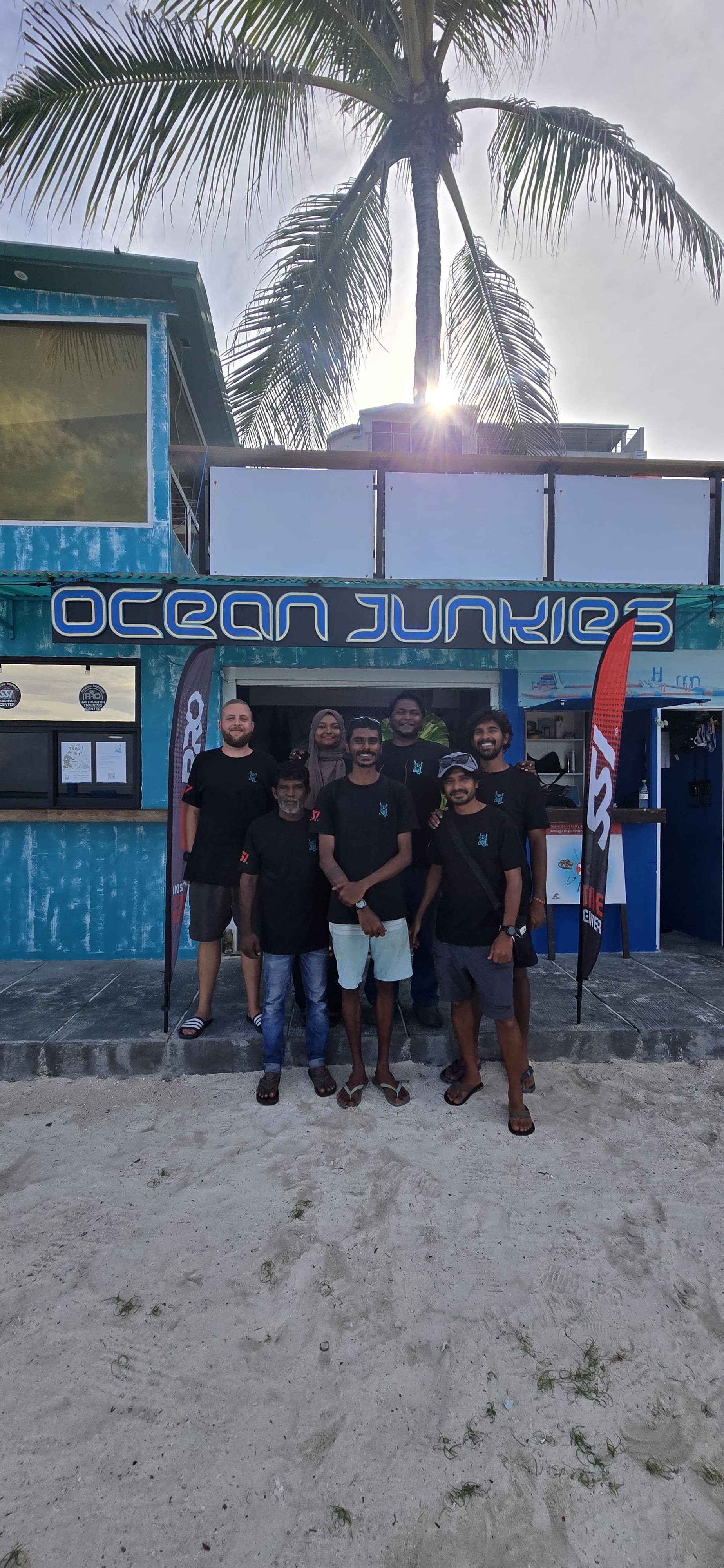 The Ocean Junkies team outside their dive centre in Hulhumale'